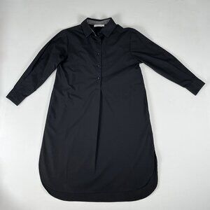 mer sea Black Essential Shirt Dress Button Front Cotton Long Sleeve Size S